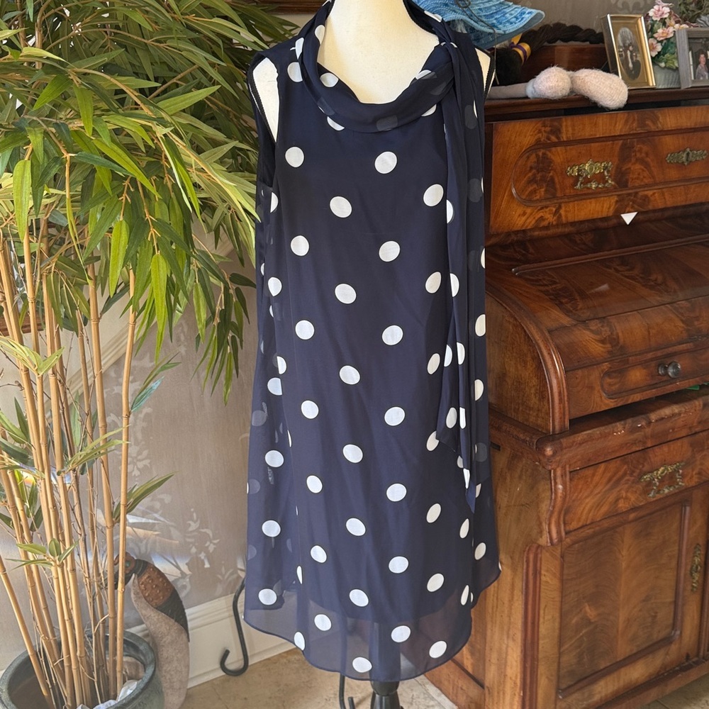 SLNY ladies crêpe sleeveless sheer dress excellent condition size 12 - Picture 5 of 8